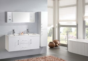 Elegante armario de baño: material MDF de alta calidade e estilo de luxo lixeiro JS-8650W