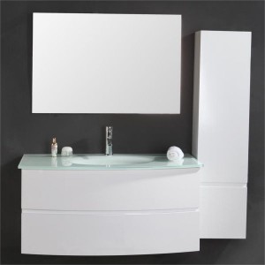 Vysokokvalitné moderné LED zrkadlové skrinky Biela bridlica Súprava kúpeľňových skriniek na dosku s umývadlom