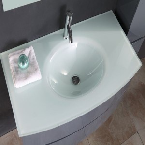 Smart Mirror ပါတဲ့ TOP Sink ခေတ်မီ ရေပေါ်ရေချိုးခန်း Cabinet Vanity Set ၊