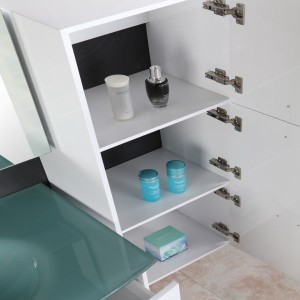 Сучасний простий дизайн ванної кімнати, навісний на стіну, дзеркальна тумба з керамічною раковиною
