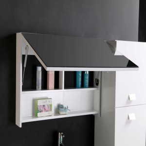 Modern Simple Design Bath Wall Mounted Bathroom Mirrored Vanity Cabinet With Ceramic Sink