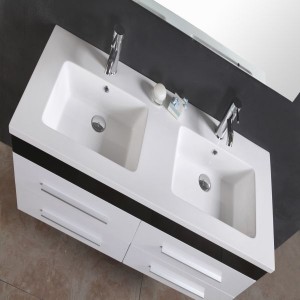 Perabot Mandi Moden Kalis Air Kayu Lekap di Dinding Bilik Mandi Vanity Double Sink Kabinet Bilik Mandi