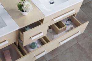 Contemporary Bathroom Cabinet – Sleek MDF Material JS-8006 Oak