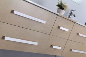Contemporary Bathroom Cabinet – Makinis na MDF Material JS-8006 Oak