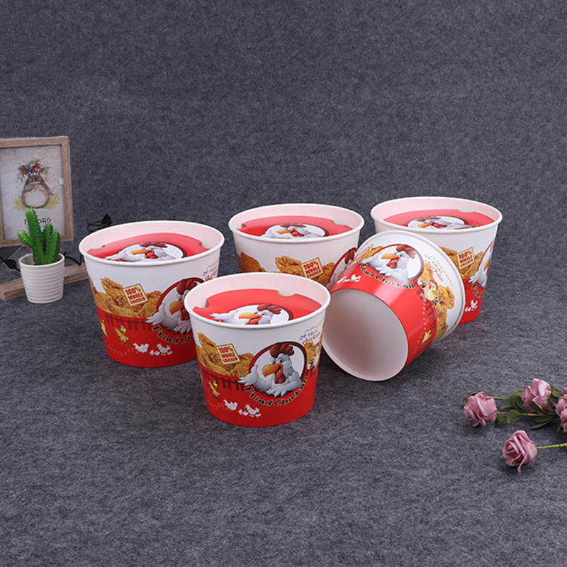 PriceList for Popcorn Plastic Bucket - White Paper Fried Chicken Bucket with lid Fast Food Paper Chicken Cup Wholesale – JAHOO