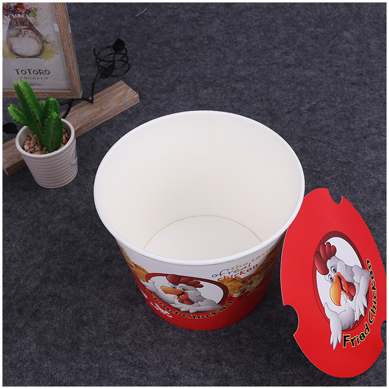 White Paper Fried Chicken Bucket with lid Fast Food Paper Chicken Cup Wholesale