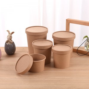 Discountable price Eco-Friendly Disposable Kraft Paper Cup for Soup Rice