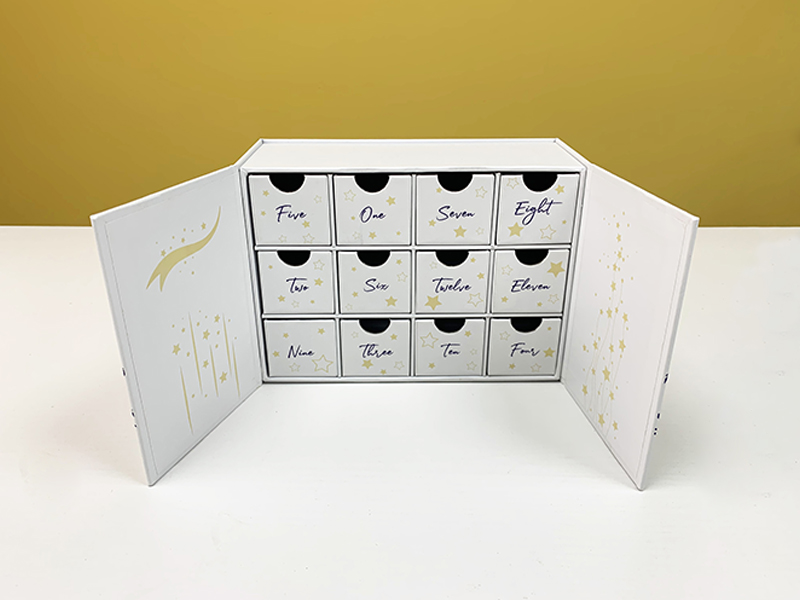 Design personalizado de estrutura personalizada de caixa de presente de calendário de advento de luxo sofisticado