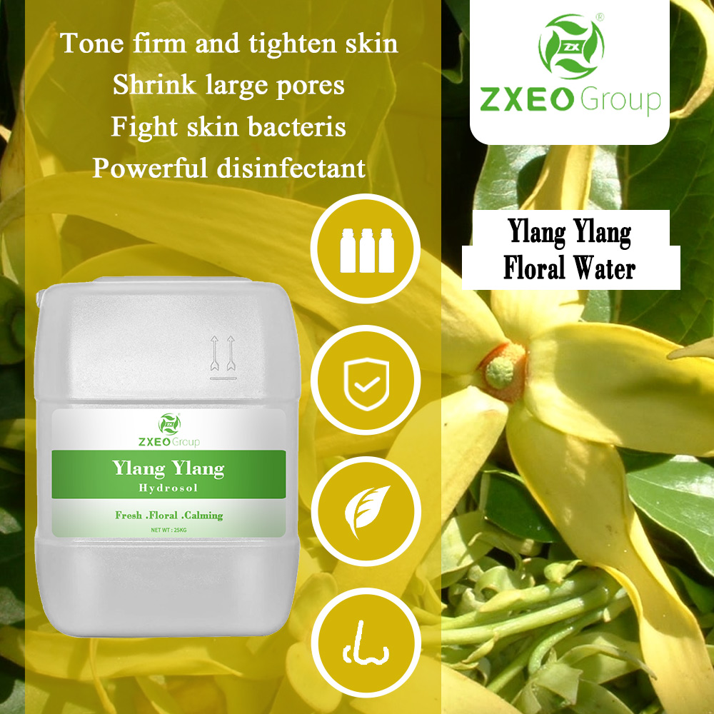 100% pure natural organic ylang floral water mist spray for skin care at bulk