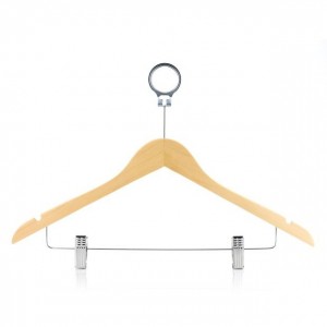 Wooden Hotel Clip Hangers With Rings