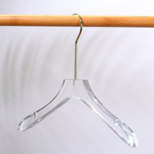 Wholesale Acrylic Coat Hanger Clear Acrylic Hangers with Gold Hook