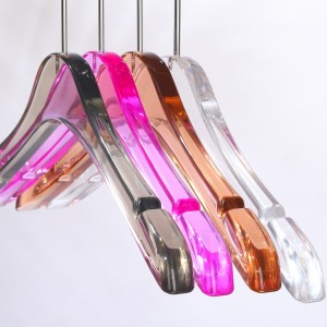 Hot selling color customized transparent grey clear blue red green acrylic garment coat hangers for cloth