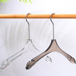 Custom Logo Clothing Clear Transparent Acrylic Hanger with Metal Hook