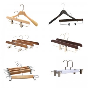 Free sample Low MOQ Logo Custom Wholesale wooden clip pant & skirt hangers