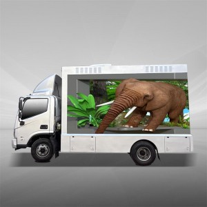 Camion mobile à schermu 3D à l'ochju nudu