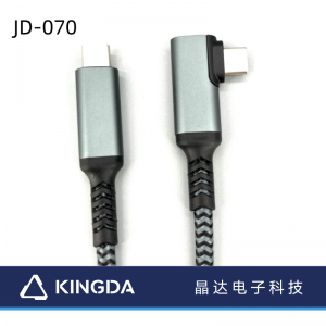 Metalezko kaxa Angelu zuzeneko usb c kablea USB-C 3.2 Gizonezkoa arentzako 100W 10Gbps 4K@60HZ 90 graduko USB3.1 3.2 kablea