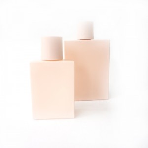 Perfume bottle pink square opaque glass