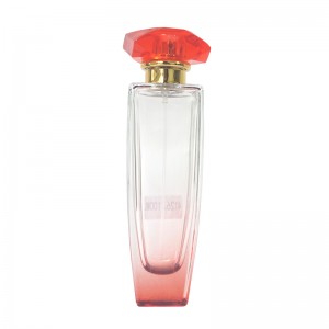 Wholesale luxury brand custom OEM orange gradient transparent rectangular acrylic cap spray perfume bottle