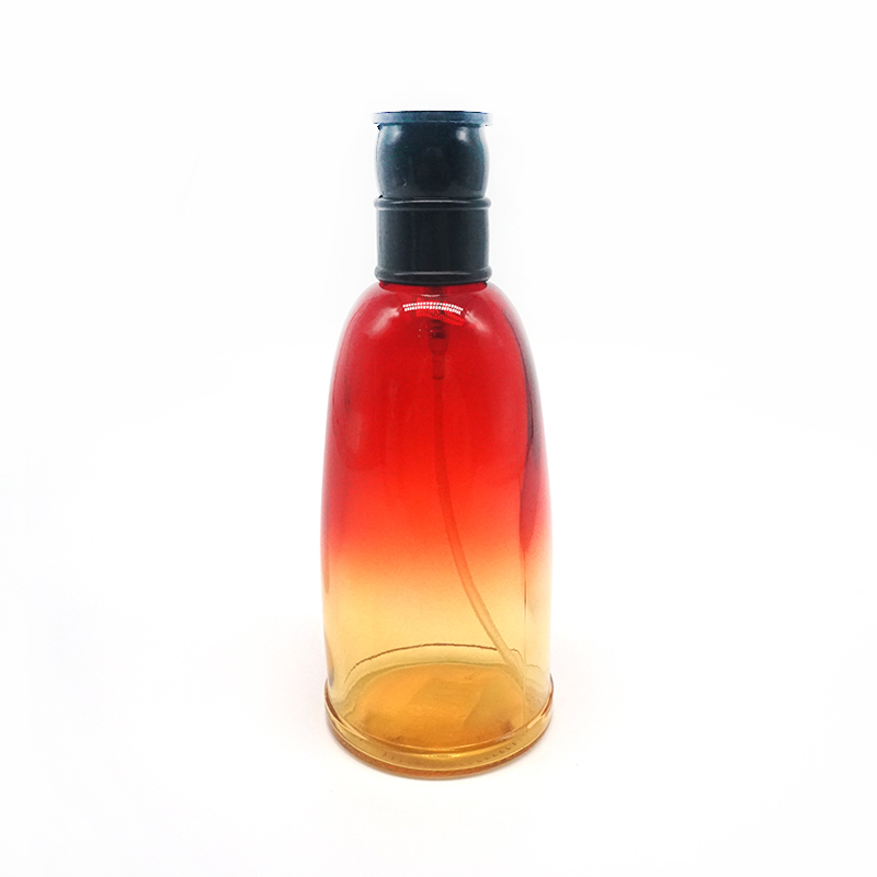 New design portable colorful red and yellow gradient cylindrical glass perfume bottle with black cap Featured Image