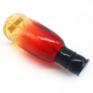 New design portable colorful red and yellow gradient cylindrical glass perfume bottle with black cap