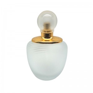 Custom Empty Fashion Ladies Luxury Round White Frosted Gold Edge Glass Spray Perfume Bottle with Spherical Cap