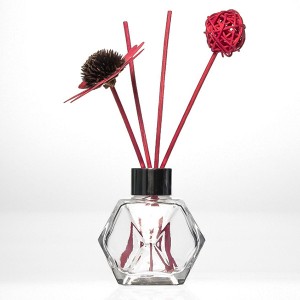 Custom Glass Perfume Bottle Reed Aroma Bottle Geometric Shape with Lid