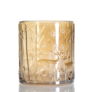 Luxury Empty Glass Candle Cup Holder Round Translucent Candle Jar