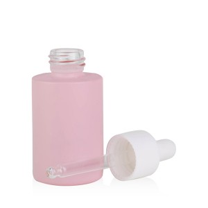 Round Matte Pink Cosmetic Essential Oil Glass Dropper Bottle with Cap