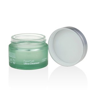 Luxury Green Frosted Glass Face Cream Jar with Embossed Lid
