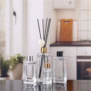 Empty Diffuser Scent Bottle Glass Reed Diffuser Square with Lid