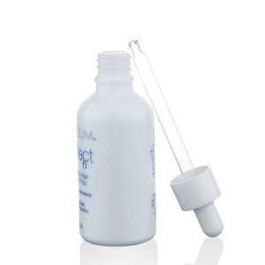 Empty Cosmetic Silk Printing White Porcelain Glass Dropper Bottle