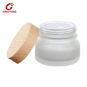 Flat Round Glass Cosmetic Cream Ointment Jar with Bamboo Lid