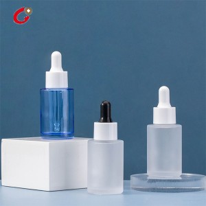 Luxury Plating Metallic Blue Glass Cosmetic Oil Dropper Bottle