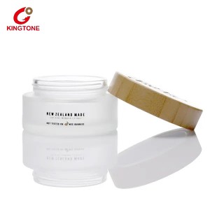 Environmental Frosted Glass Face Cream Container with Bamboo Lid