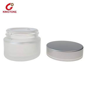 50g White Frosted Cosmetic Glass Cream Jar with Child Proof Lid
