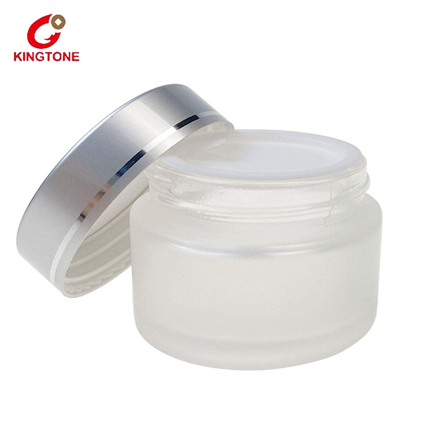 50g White Frosted Cosmetic Glass Cream Jar with Child Proof Lid Featured Image