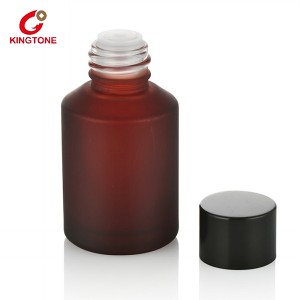Slant Shoulder Round Frosted Red Glass Bottle for Skin Care Lotion