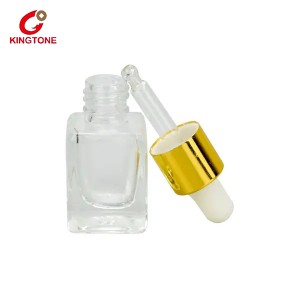 Mini Square Makeup Essential Oil Dropper Glass Bottle with Gold Lid