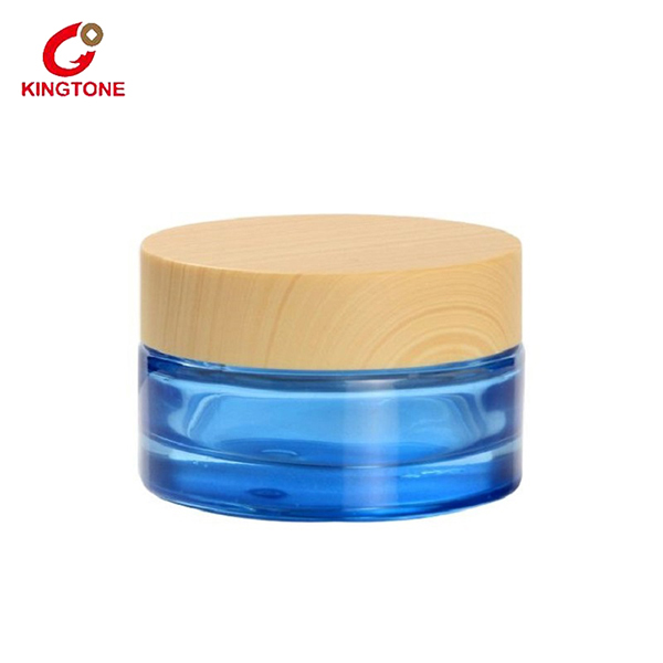 Beautiful Cosmetic Packaging 50g Blue Glass Cream Container Empty Featured Image