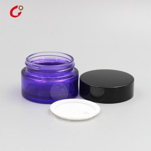 Cream Cosmetic Jar Matte Purple Glass Plastic Lid