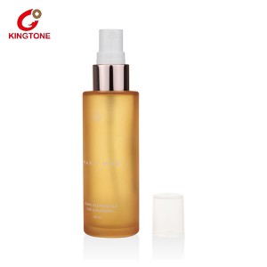 Luxury Cosmetic Cylinder Orange Frosted Glass Spray Bottle