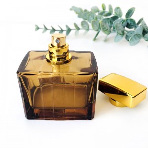Perfume bottle amber clear glass with golden cap