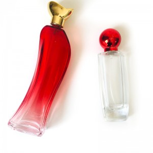 Perfume bottle red gradient glass with spherical cap