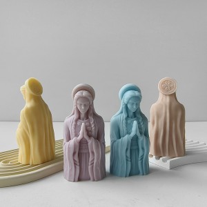 DIY silicone mold for aromatherapy candles with plaster resin and Madonna statue silicone mold