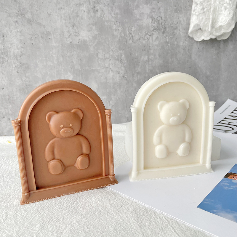 Geometric Bear Candle Mold Silicone Gypsum Plaster Crafts Mould