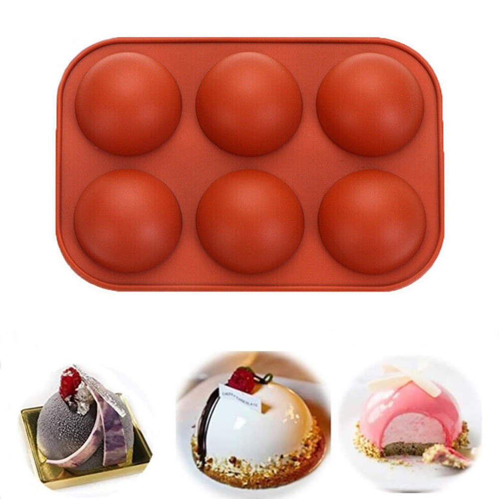 Custom 6 Holes Sphere Silicone Bomb Half Circle Baking Mold For Chocolate Cake Jelly Pudding