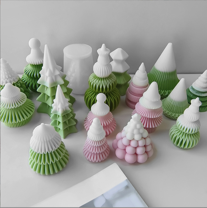 3D silicone candle mold DIY: Christmas tree candles to add a festive atmosphere