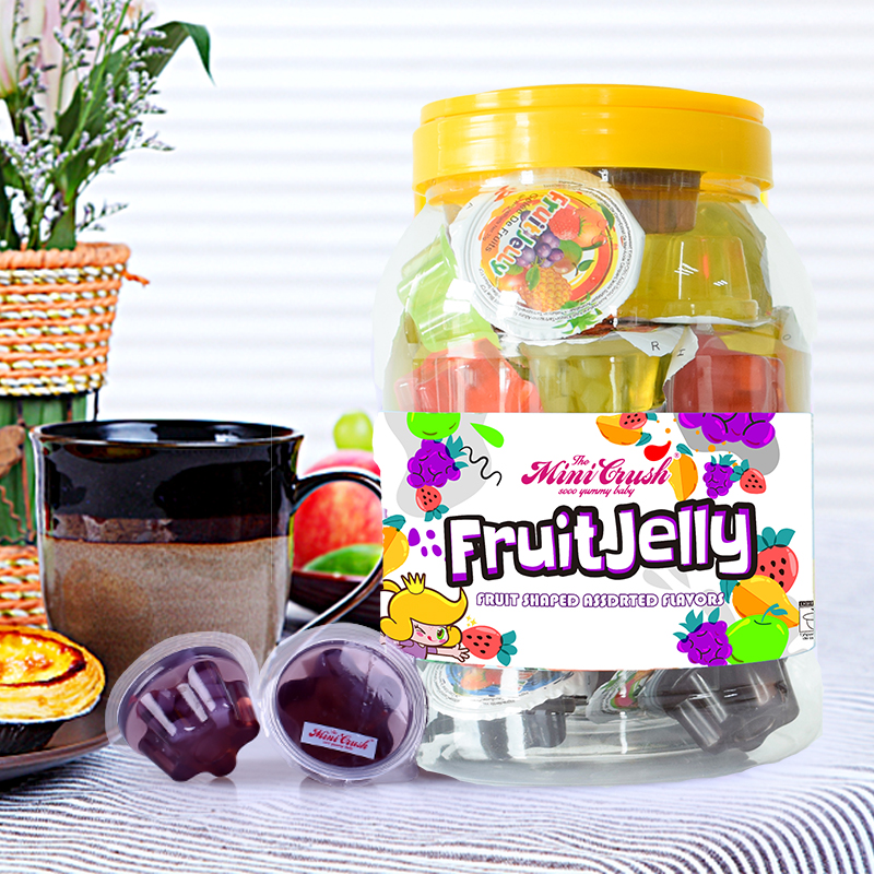 Halal jelly pudding candy fruit jelly in round jar