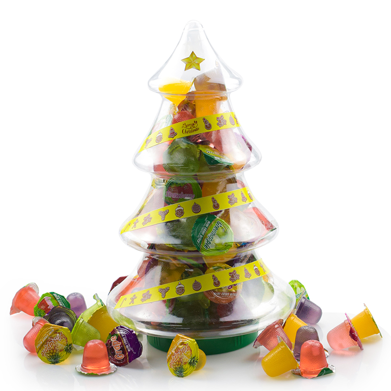 Soft sweets fruit jelli in Christmas tree Jars