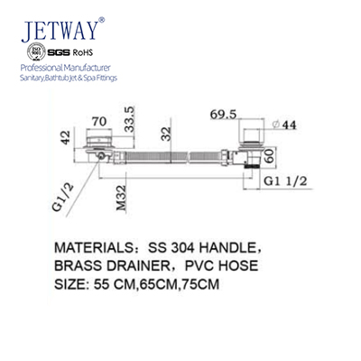 Jetway 19-007 Massage General Fitting Whirlpool Accessories Spa Hot Tub Nozzles Hottub Bath Drainer